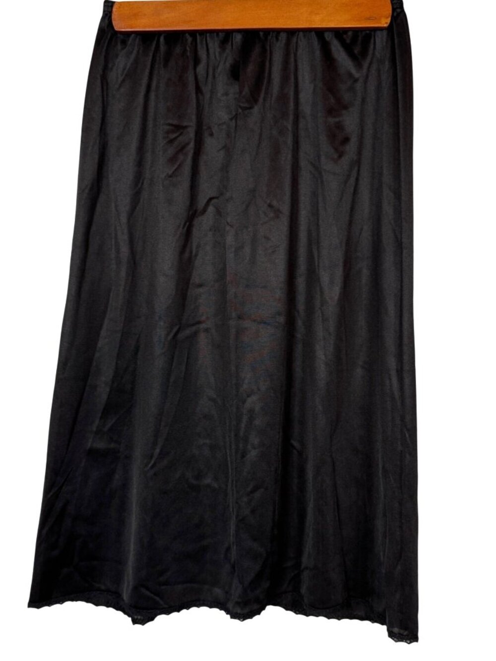 Vanity Fair Small Black Nylon Half Slip Skirt Lace Trim USA Minimalist Coquette